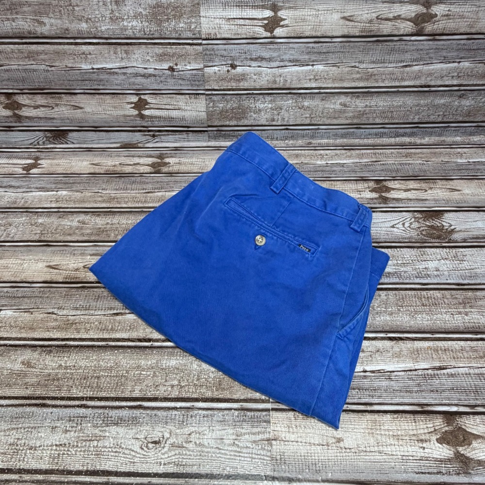 Polo Ralph Lauren Chino Shorts Mens 36 Actual Blue Cotton Flat Front Classic